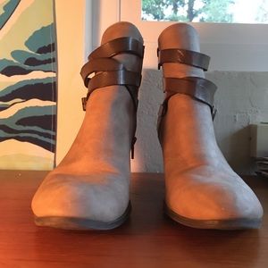 Light brown belted booties